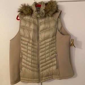 Plus Size Michael Kors Fur Vest in Khaki NWT